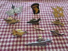 Lot 9 Vintage Military Army Aviation Pins & 1 Tie Tack Pewter