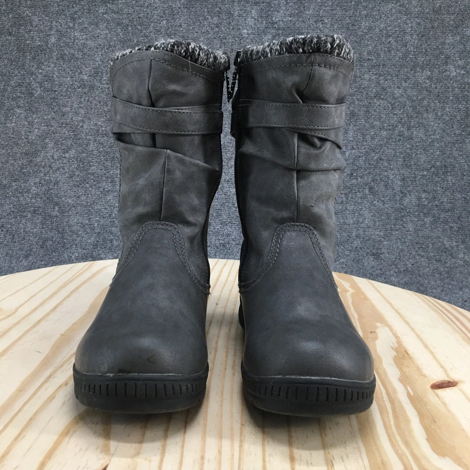 Totes Boots Womens 7 M Kappa Winter Gray Faux Leather Zip Faux Fur Round Toe - Image 4 of 4