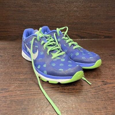 Nike Womens Dual Fusion Run 2 Running Shoes Size 8 Blue Green Polka Dot Athletic