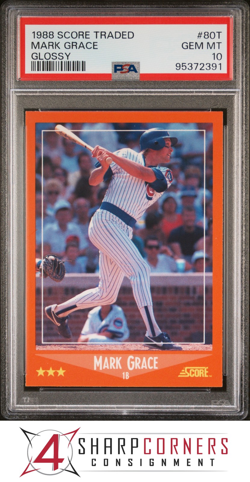 1988 SCORE TRADED GLOSSY #80T MARK GRACE RC PSA 10