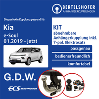 für Kia E-Soul Typ SK3 01.2019-Jetzt AHK Abnehmbar +7Pol Spezifisch E-Satz TOP