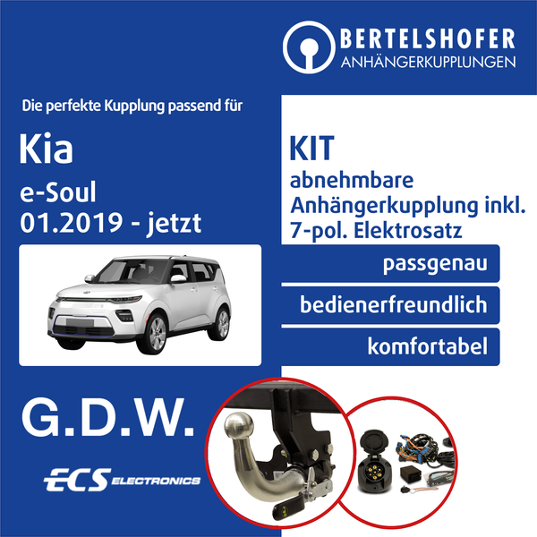 für Kia E-Soul Typ SK3 01.2019-Jetzt AHK Abnehmbar +7Pol Spezifisch E-Satz TOP-image