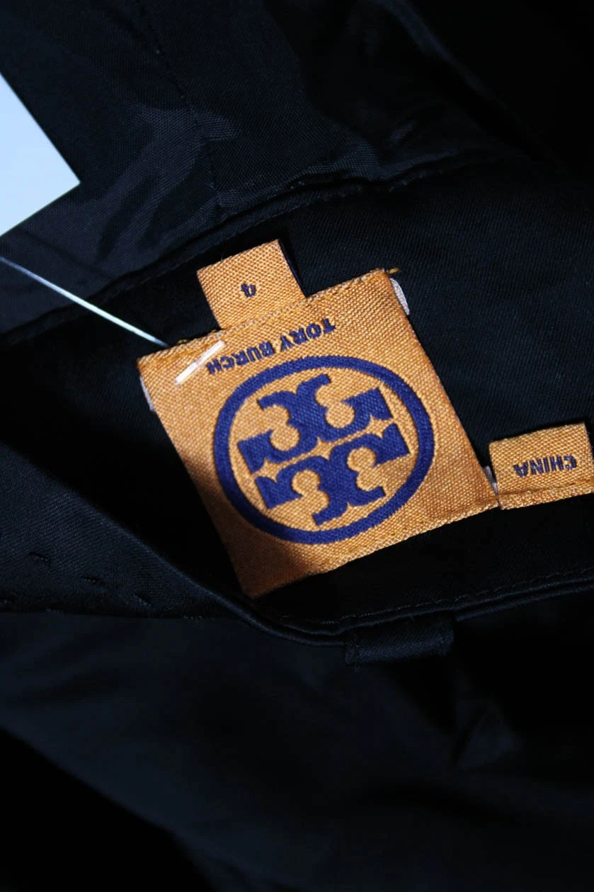 Tory Burch pantaloni eleganti donna neri misto lana vita alta plissettati taglia 4