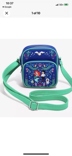 Disney Loungefly Little Mermaid Crossbody Floral Embroidered Bag New With Tags