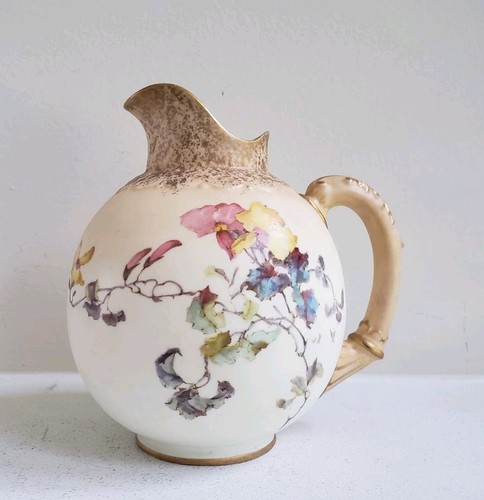ANTIQUE LATE 19th century ROYAL DOULTON PITCHER CREAMER FLORAL - Picture 2 of 11