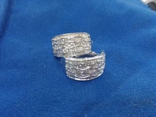 FAS 925 Sterling Silver Multistone Huggie Back Earrings Free Shipping