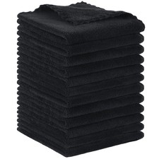 SUNLAND Microfiber Face Cloth 12inchx12inch 12 Pack Black  Reusable Makeup R...