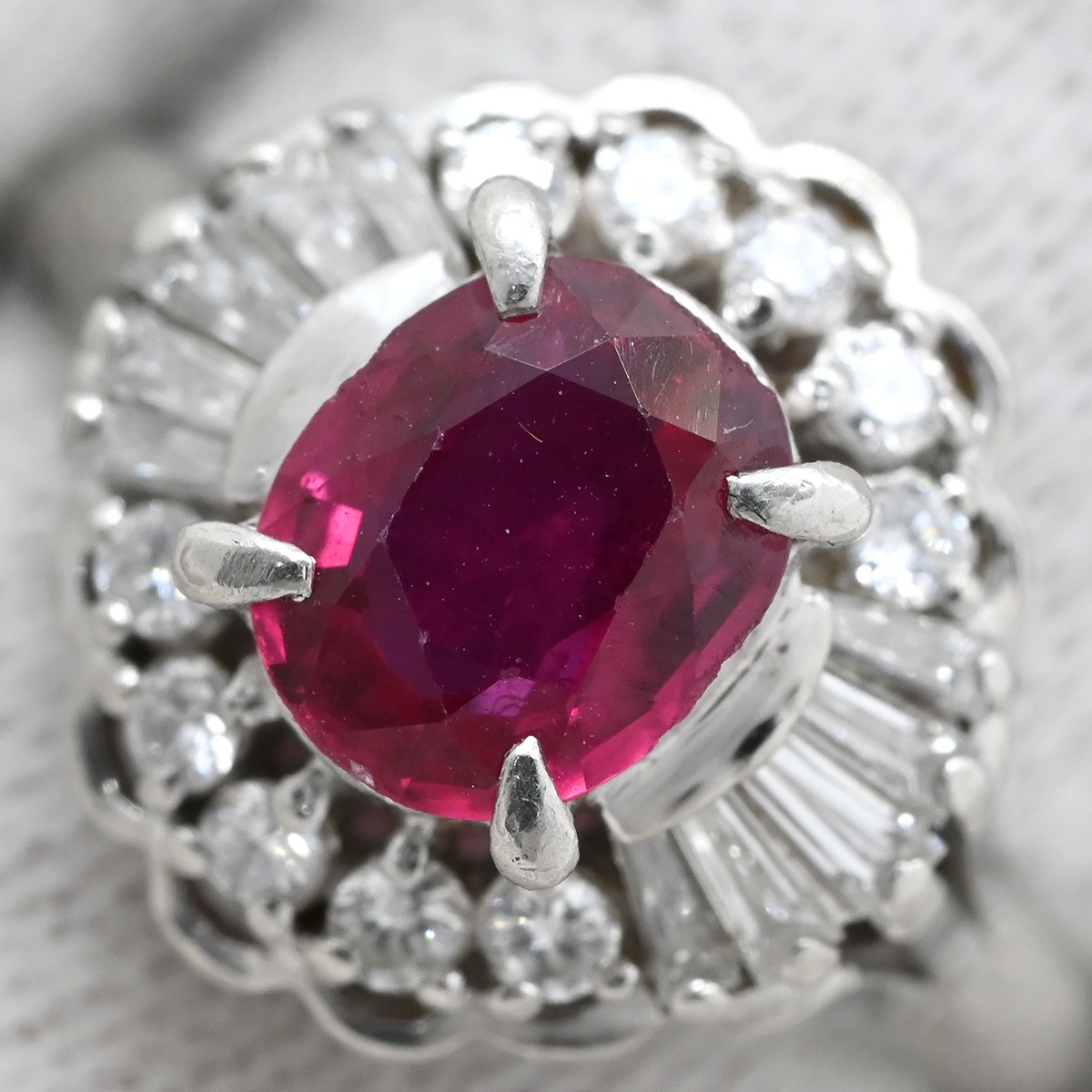 Ring ring Ruby da Earring Pt900 Ruby diamond Plat… - image 6