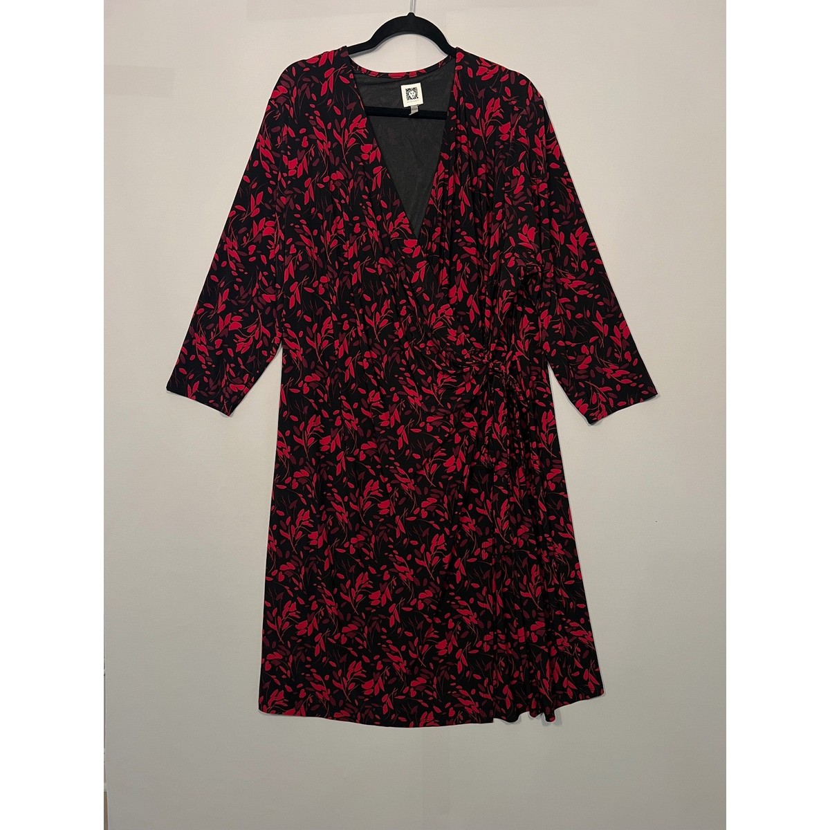 anne klein red wrap dress Anne Klein Womens Red/Pink Colorblock Faux-Wrap Dress Size 6