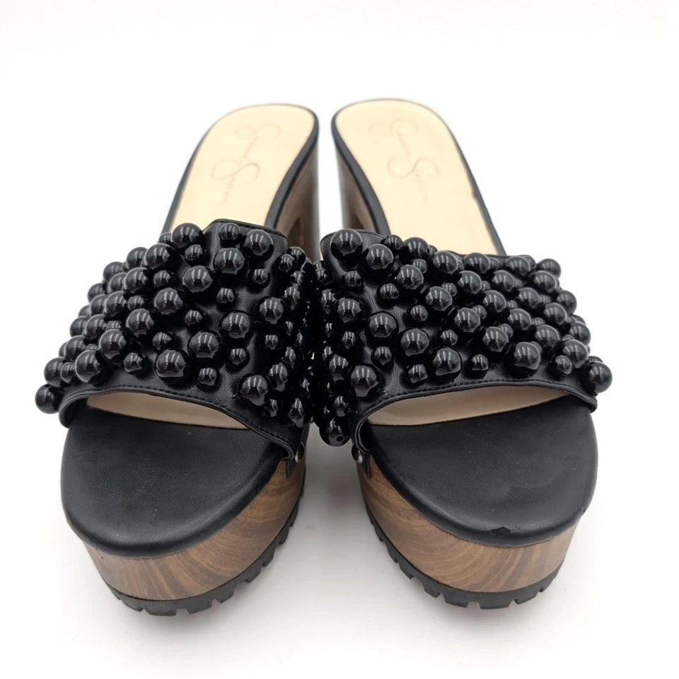 Sandalia Jessica Simpson Telina Plataforma Deslizable Para Mujer Negra Talla US10M EU42 Foto 2 de 4