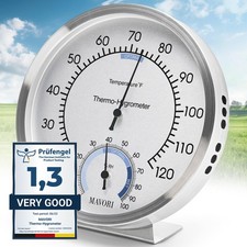 MAVORI Analog Thermometer Hygrometer Indoor Stainless Steel Temperature
