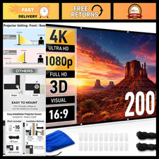200" Projector Screen for Outdoor/Indoor Use, 4K HD Home Theater Display