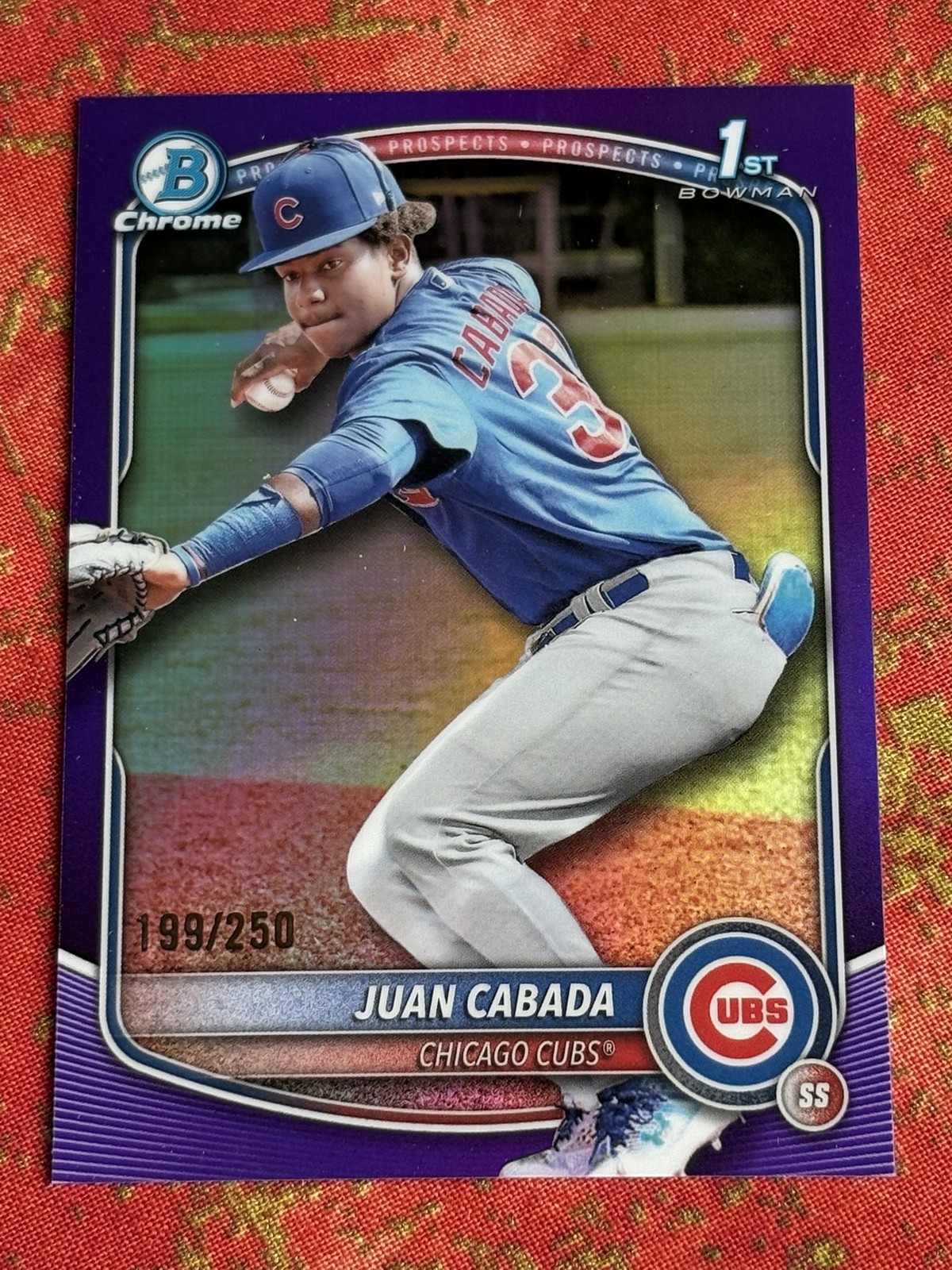 2025 1st Bowman Chrome Juan Cabada Purple Refractor /250 #BCP-207 Chicago Cubs