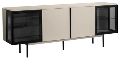 Sideboard Stil modern Farbe weiß schwarz neu Holz weich bequem Glas - Bild 1 von 4