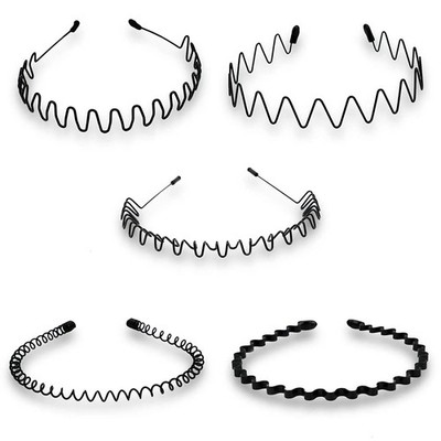 Metal Hair Headband Wave Style Hoop Band Comb Sports Hairband for Men Women