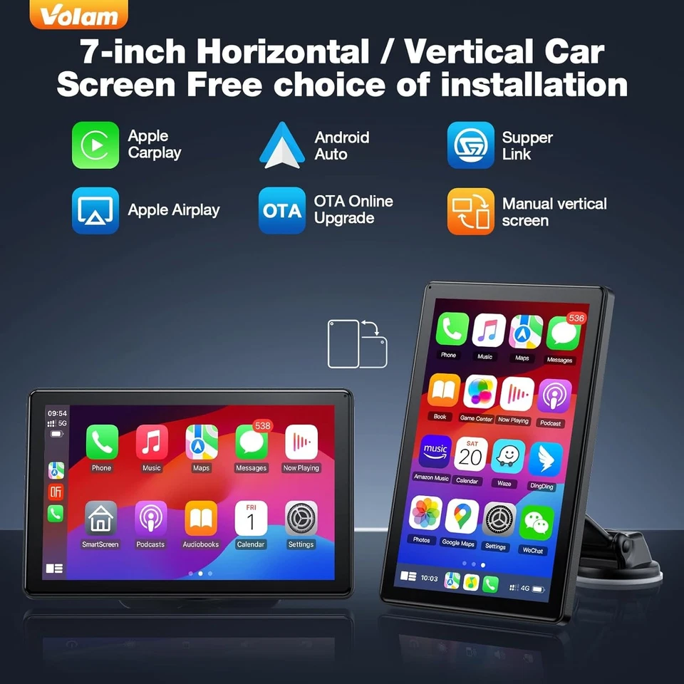 2025 New 7"Touchscreen Portable Wireless Car Stereo Apple Carplay&Android Auoto - Image 3 of 4