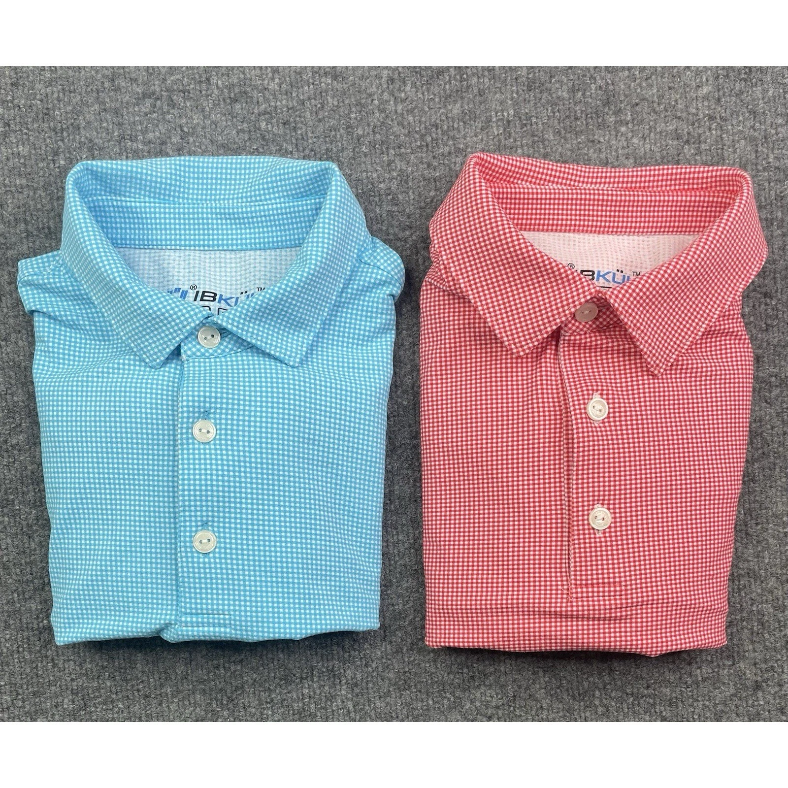 IBKUL Polo Shirts Men's Large Lot 2 Long Sleeve Golf Athlesiure UPF 50+ Plaid