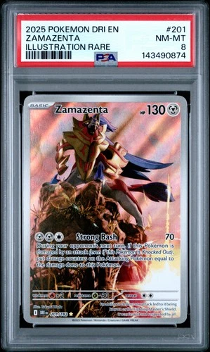 2025 POKEMON DRI EN-DESTINED RIVALS ILLUSTRATION RARE #201 ZAMAZENTA PSA 8