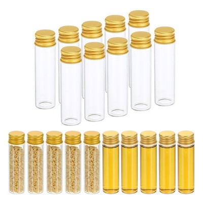 20ml Clear Glass Vials 20 Pack Small Liquid Sample Vial with Screw Caps, Golden