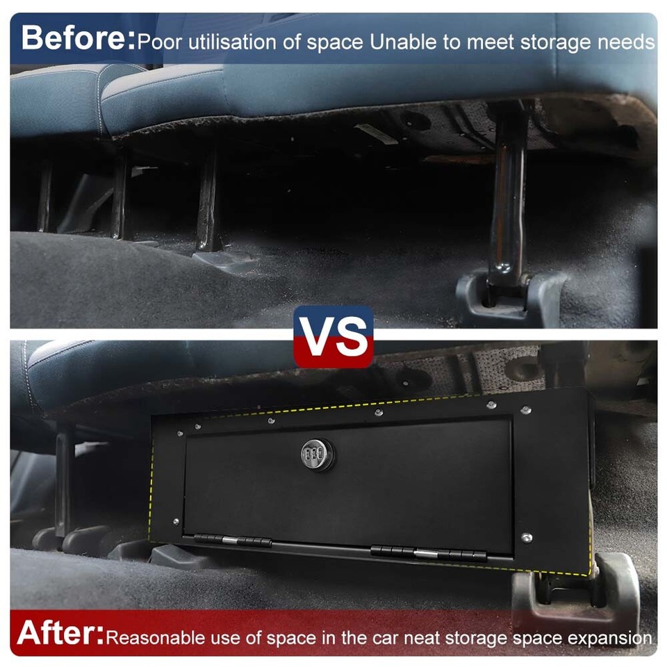 Rear Under SEAT Consol Safe Black Gun Box Organizer For Ford Bronco 4 ...