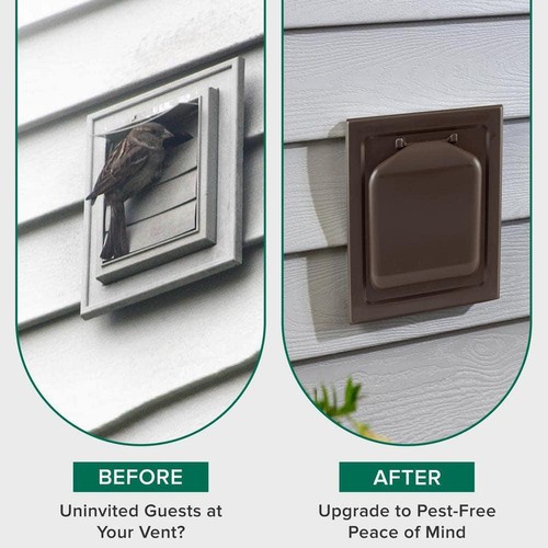 No-Pest Dryer Vent Cover 4 In Dual Door Outdoor Wall Exhaust Brown Pest Guard - Picture 5 of 6