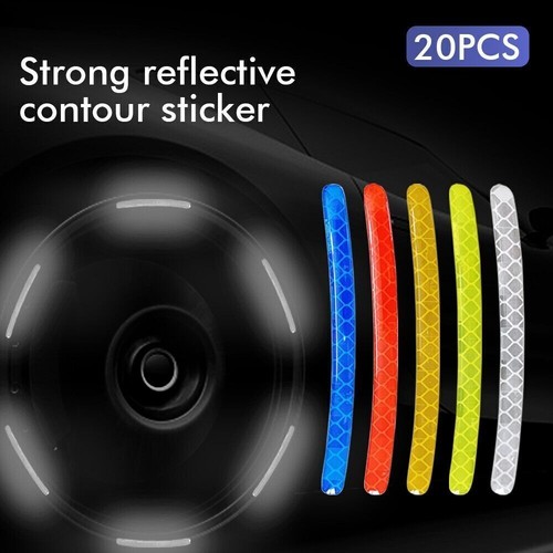 20PCS Adesivi Riflettenti Decorativi Ruota Auto Bianco Sicurezza Notturna Avviso Decalcomania - Foto 5 di 12