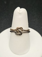 925 Sterling Silver Double Band Interlocking Knot Knotted Ring Size 8