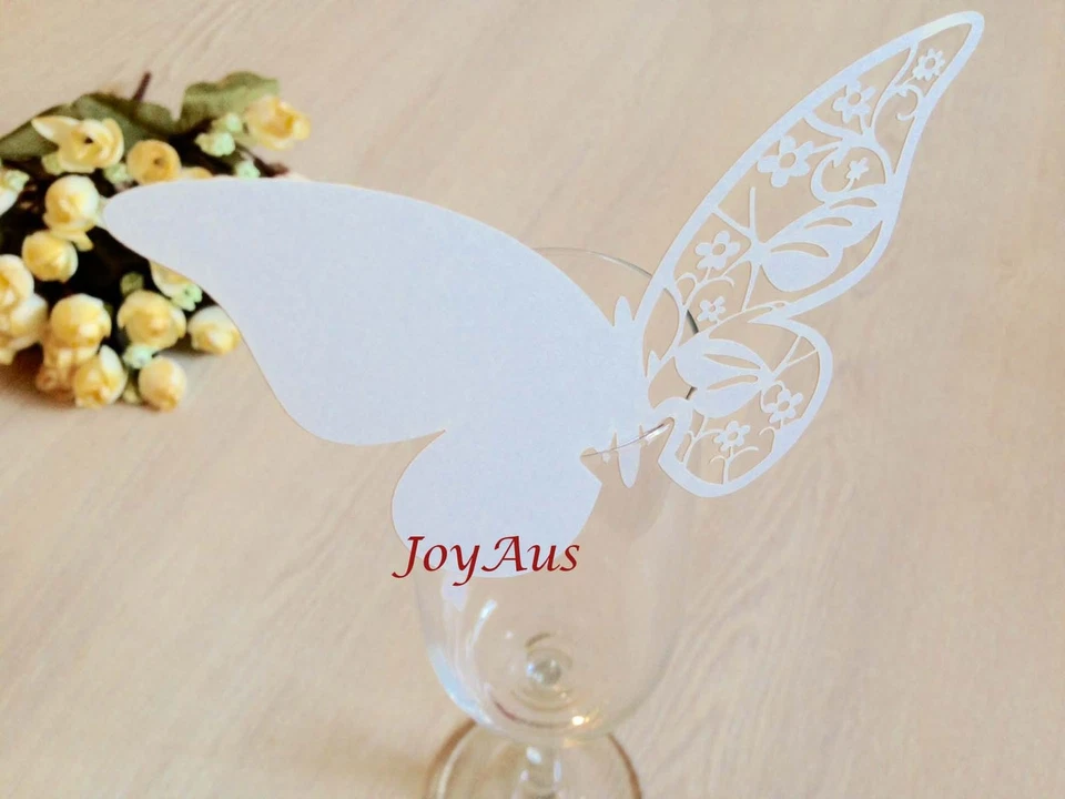 100x White butterfly name place cards wedding party table decoration centerpiece — 第 2/2 张图片