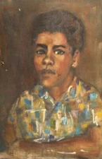 Antique impressionist oil painting portrait