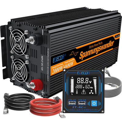 EDECOA Inversor 12v 220v 2000w Conversor Energia 12v 230v Con Ando 2x