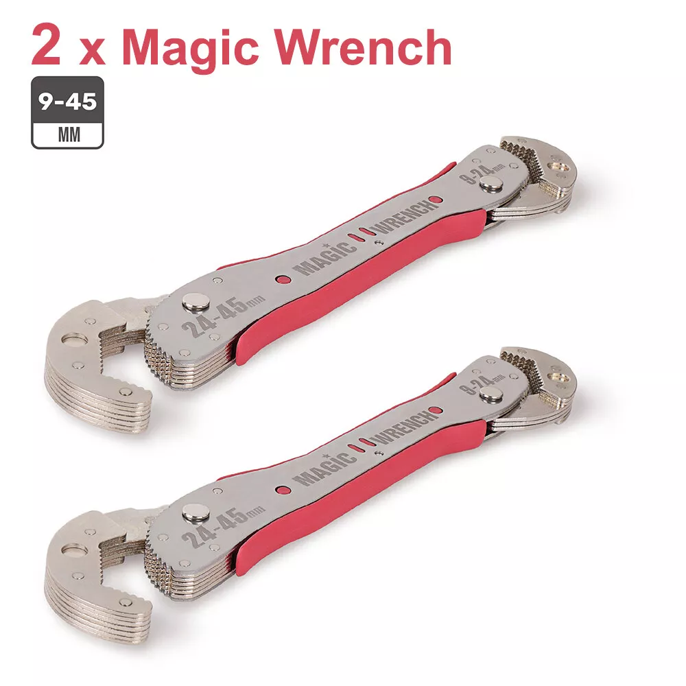 2 x Adjustable Crescent Wrench Multi Functional Wrench Tool Universal 9 45 mm