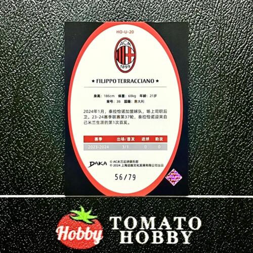 JUEGO EQUIPO DAKA HOLOCENE 2023-24 FILIPPO TERRACCIANO/79 REFRACTOR MORADO AC MILAN - Imagen 2 de 2