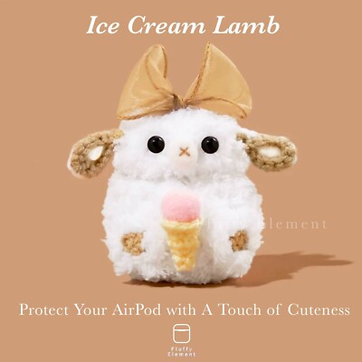 3D Cute Plush Lamb Puffy Earphone Skin Cover For Apple Airpods Pro Case