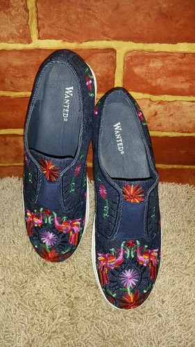 WANTED BRAND NAVY EMBROIDERED WOMEN'S TENNIS SHOE SZ11 2458 ORIGINAL $60 NEW - Picture 10 of 10