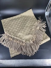 Eastern Accents Table Runner 16” X 70”  Golden Beige Fringed, Hand Made In USA.