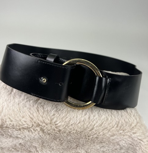 Max Mara Wide Black Leather Belt Large 