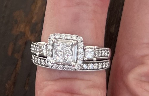 Zales 1 CT. Quad Princess-Cut Diamond Bridal Set in 10K White Gold