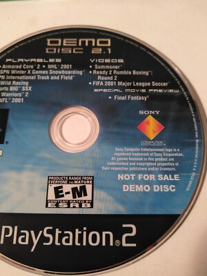 Demo Disc 2.1 PS2 2000 PlayStation 2 Tested (Not For Sale) DISC