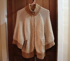 Women's Jones New York Signature Brown  White Full Zip Knit Sweater Size M