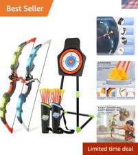 Durable Indoor/Outdoor Kids Archery Set - 2 Bows, 20 Arrows, Target  Quivers