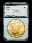 2000 American Silver Eagle Insanely Pastel Rainbow Toned Target Toning Pattern