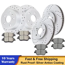 Front Rear Drilled Rotors Brake Pads for 2011-2015 Hyundai Sonata Kia Optima Kit