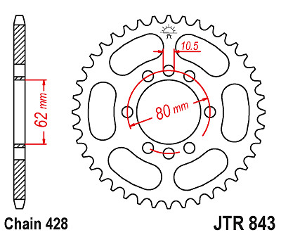 Couronne de Transmission Pas 428 pour Rénover le Kit Chaîne de Yamaha XT 125