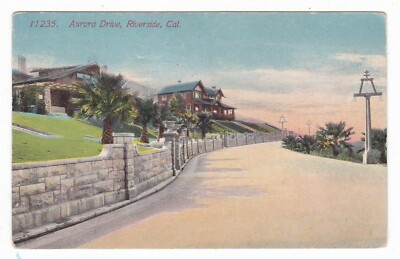 1916 RIVERSIDE CA AURORA DRIVE HOMES CEMENT VINTAGE POSTCARD CALIFORNIA OLCOTT !