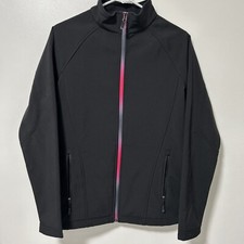 Ideology Jacket Women Size S Full Zip Black Microfiber Pink Zipper Lightweight