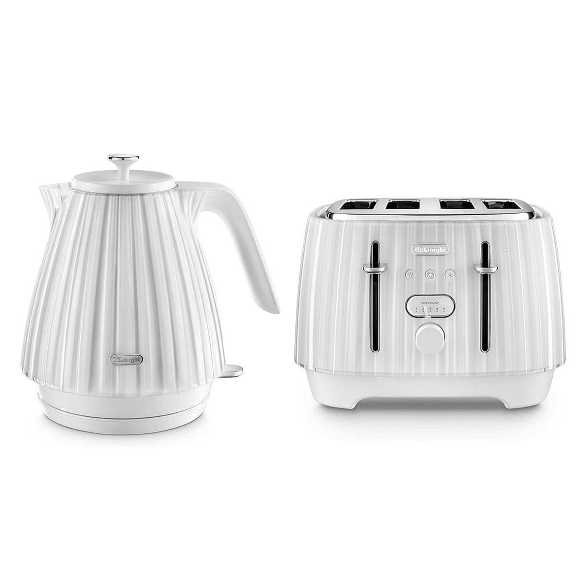 Delonghi Ballerina Electric Jug Kettle and Slice Toaster Set White