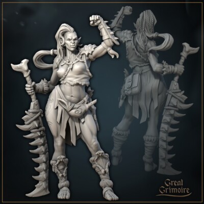 Fury Female Orc Warrior Fighter Barbarian Miniature | D&D DnD |