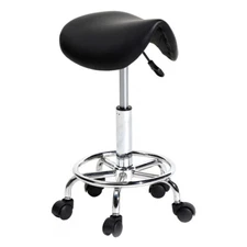 US 360° Rotation Rolling Saddle Stool Bar Tattoo Facial SPA Massage Studio Chair