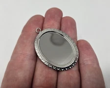 11 pcs Silver Oval Frame Settings for Craft Jewelry Necklace Charms Cameos