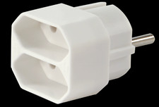 2-fach Eurostecker Eurobuchse Adapter Mehrfachstecker Zwischenstecker Steckdose